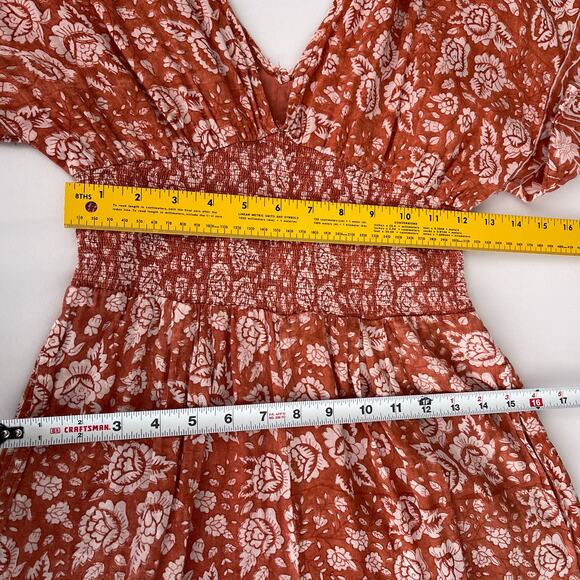 Cleobella Printed Jess Jumpsuit Burnt Orange Cream Floral Women's Size Small - Picture 11 of 16